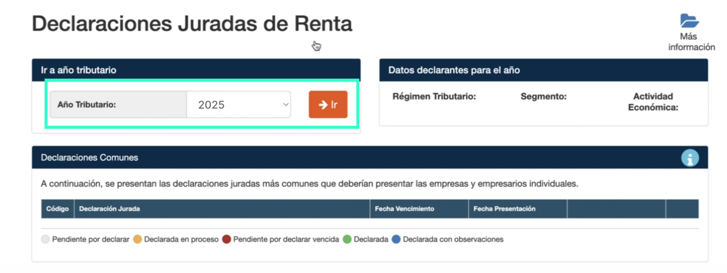 Declaración jurada de rentas SII