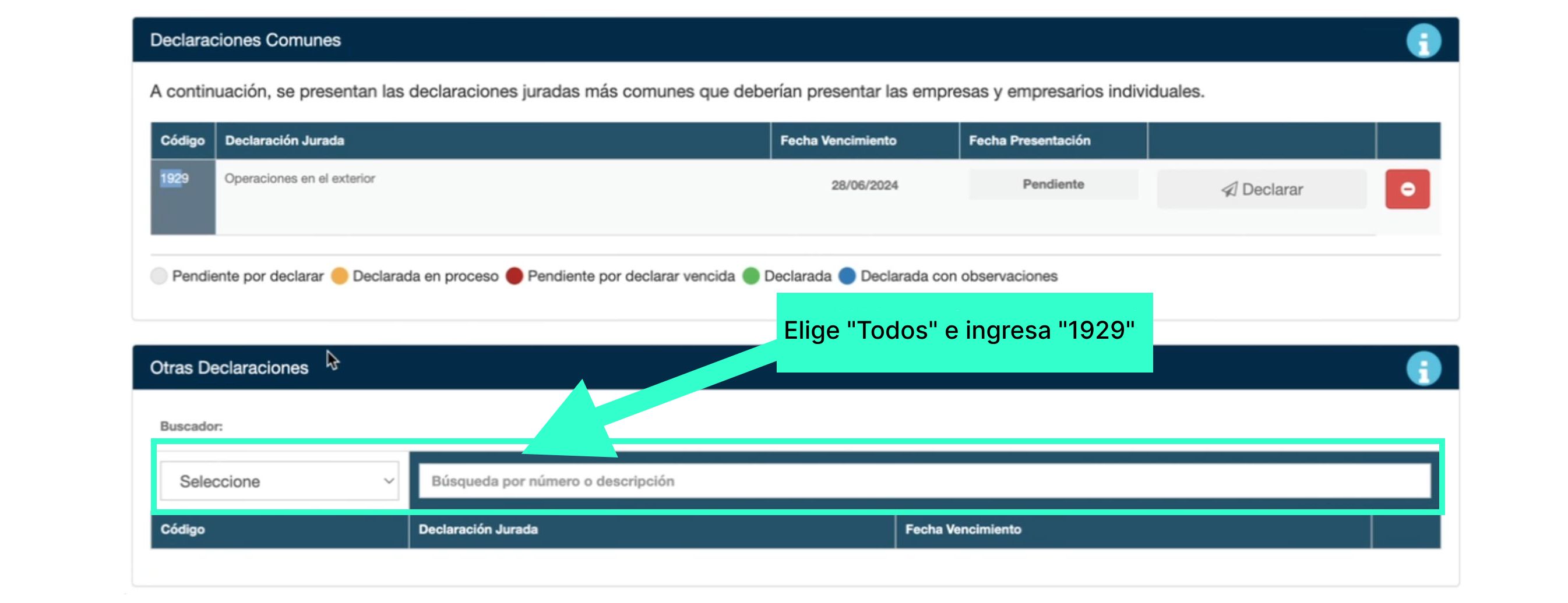 Declaración Jurada 1929